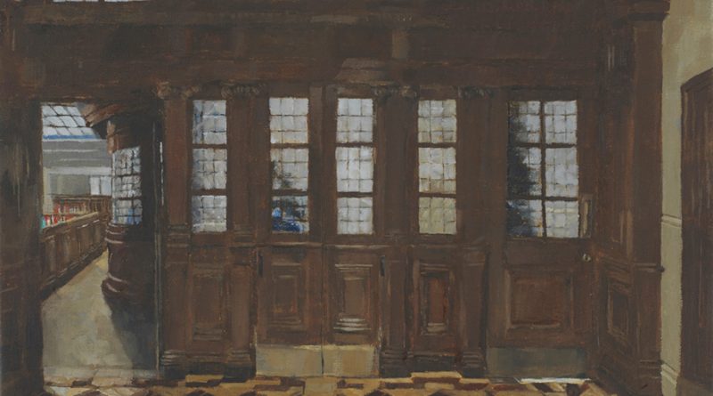 Eleanor Crow's oil painting of 'Interior at Bethnal Green Library