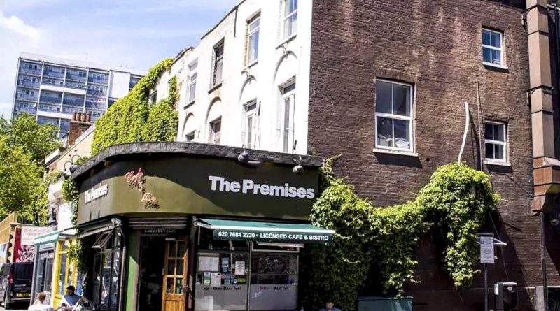 Exterior of Premises Cafe and Bistro on Hackney Road next to Premises Recording Studios