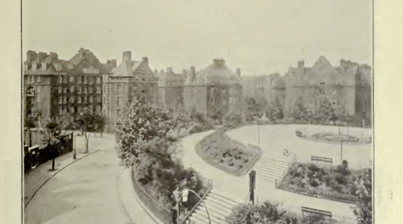 Illustration of Arnold Circus on the Boundary Estate, taken from the Housing for the Working Classes Report, 1912-1913, with the signature of William Edward Riley