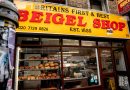 beigel shop, brick lane, brick lane bagels, beigel, storefront, food, 2024, yellow bagel shop