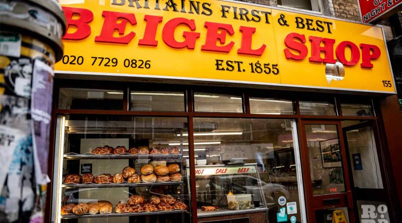 beigel shop, brick lane, brick lane bagels, beigel, storefront, food, 2024, yellow bagel shop