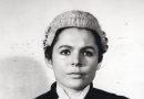Black and white image Nemone Lethbridge in a white barrister wig.